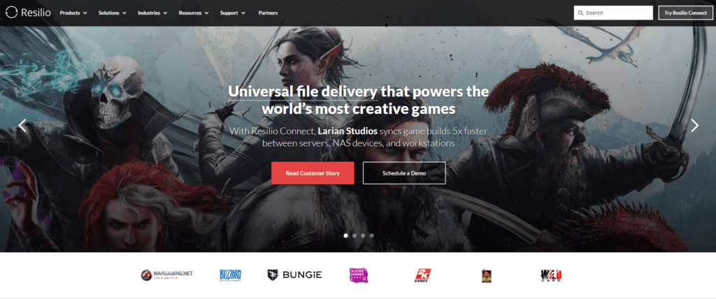 Resilio Connect homepage: Universal file delivery that powers the world's most creative games